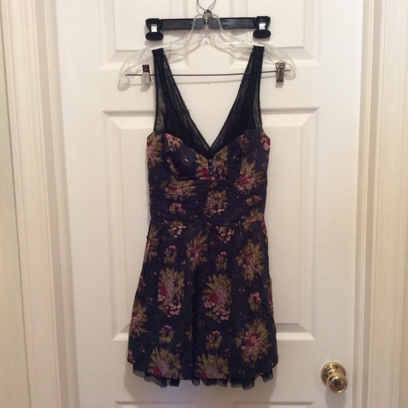 Free People Dresses & Skirts - Free People Dress 6 Dark Blue Magenta Green Net